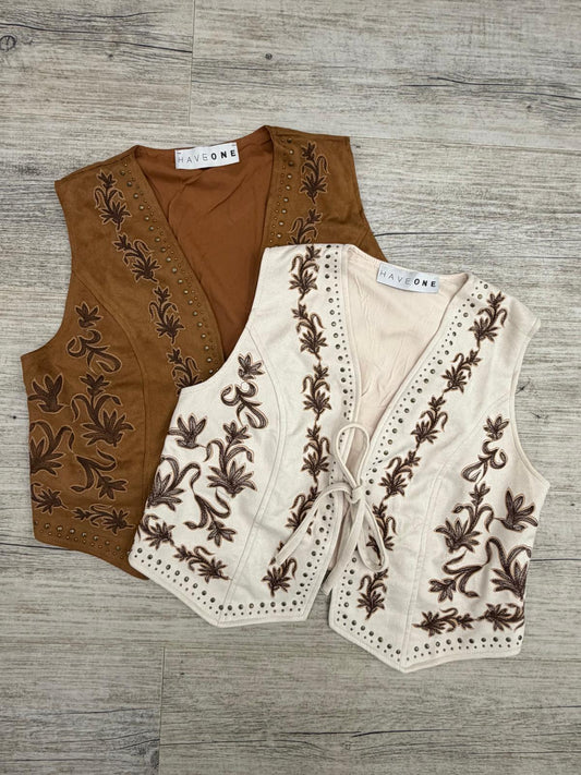 Haveone - Gilet Ricami Borchiette