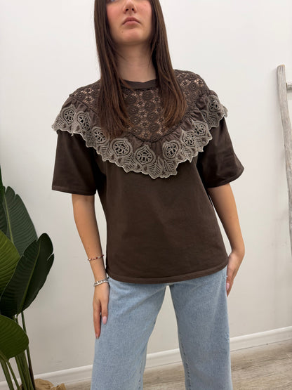 Susy Mix - Tshirt Volant Crochet