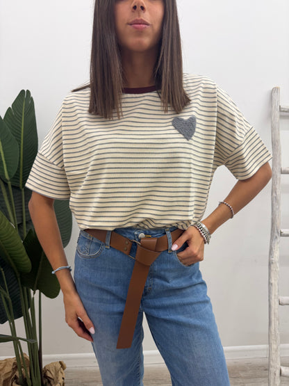 Susy Mix - Tshirt Righine Cuoricino