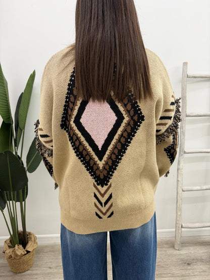 Tensione In - Cardigan Rombi Frange