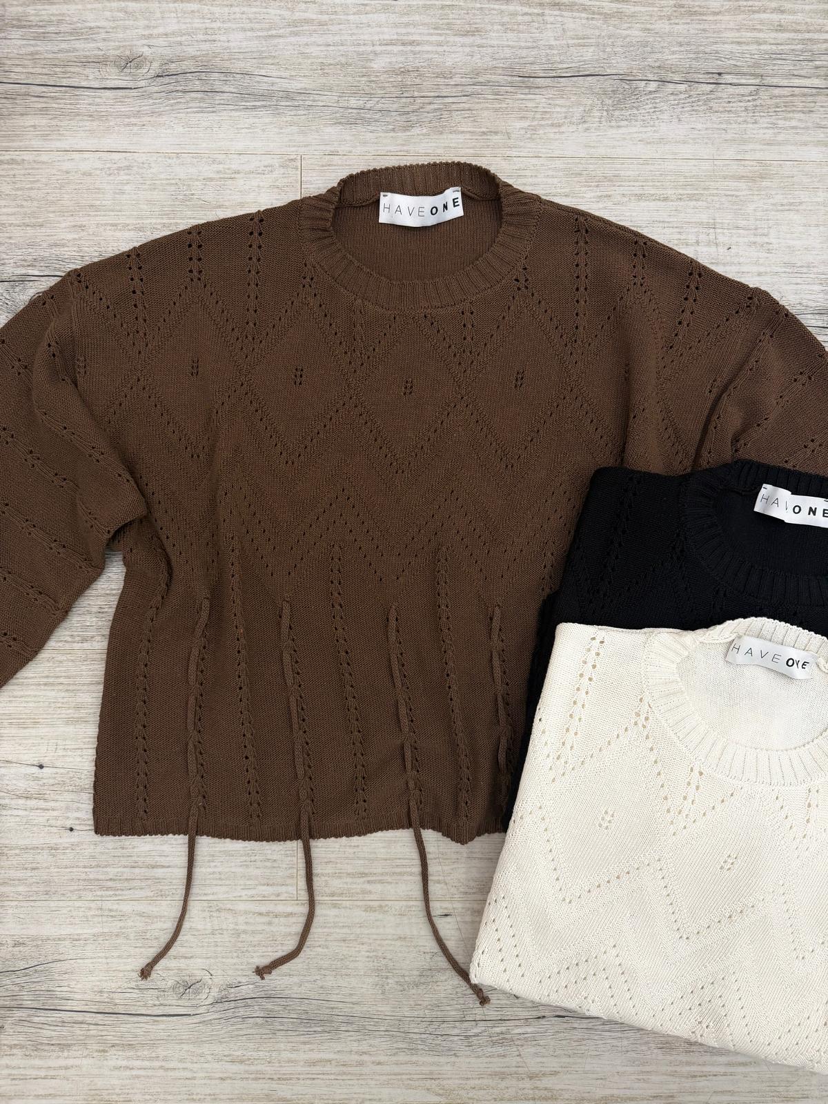 Haveone - Pull Ricamo Frange