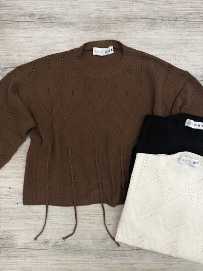 Haveone - Pull Ricamo Frange