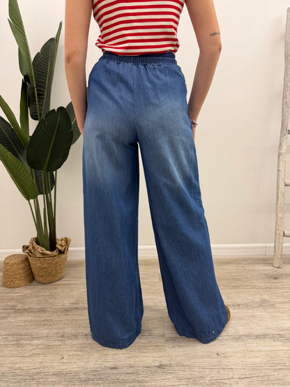 Vicolo - Pantalone Palazzo Chambray