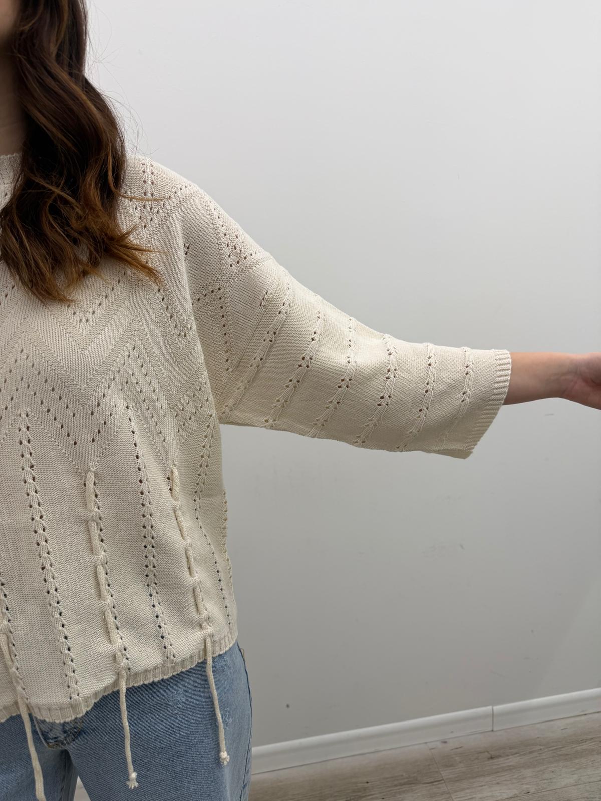 Haveone - Pull Ricamo Frange