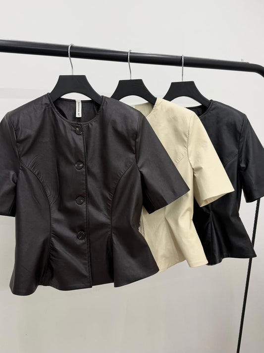Tensione In - Giacca Ecopelle Peplum