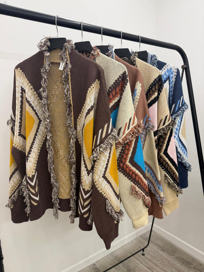 Tensione In - Cardigan Rombi Frange