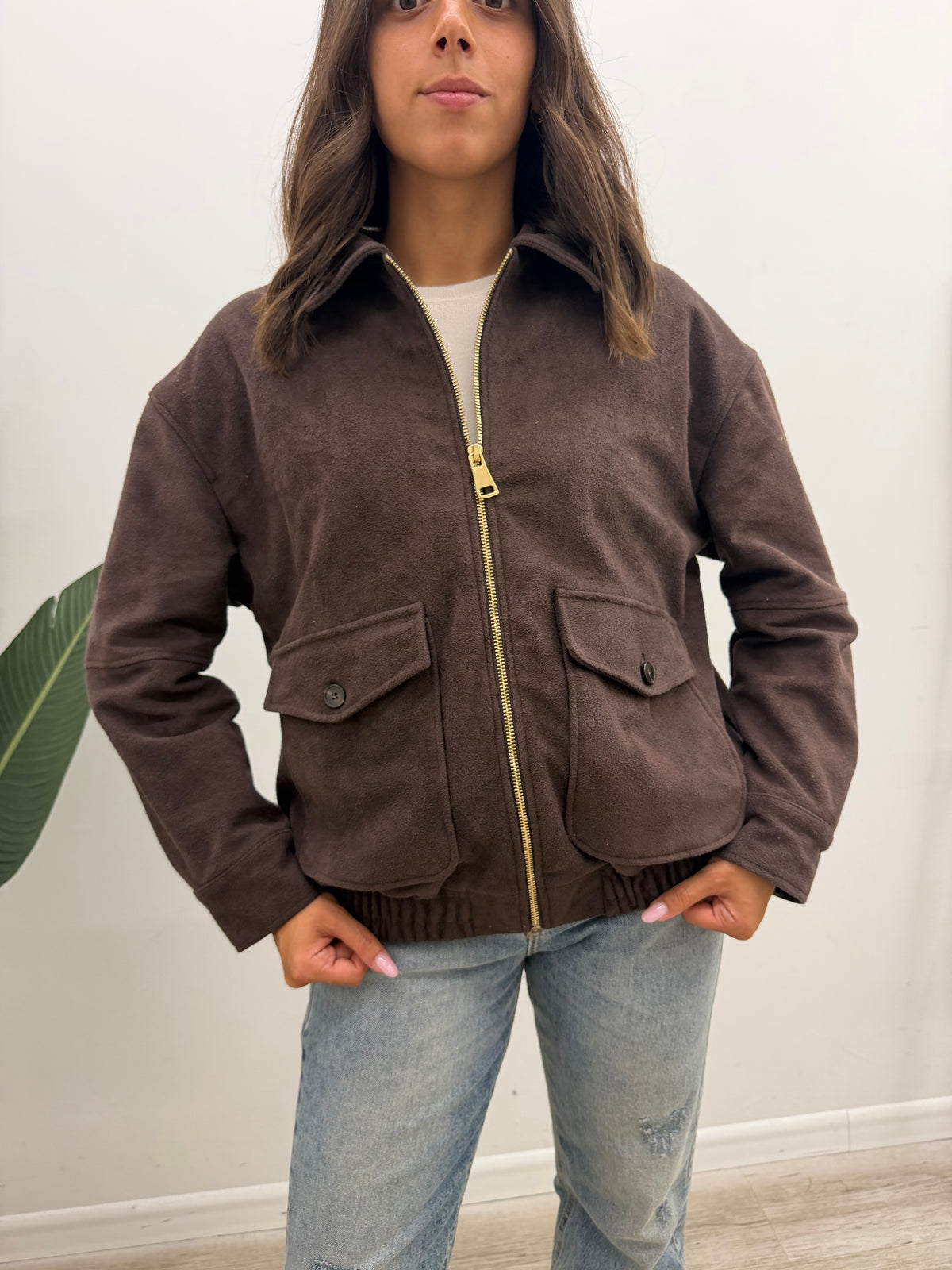 Haveone - Giacca Bomber Scamosciata