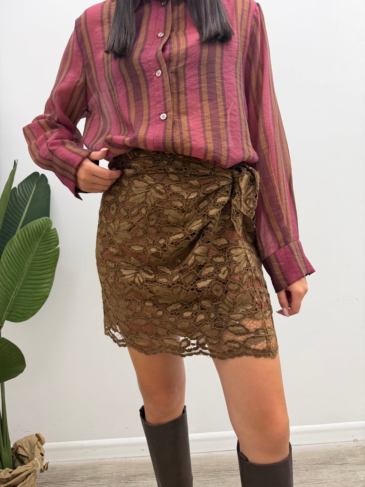 Haveone - Minigonna Pizzo Ricamo