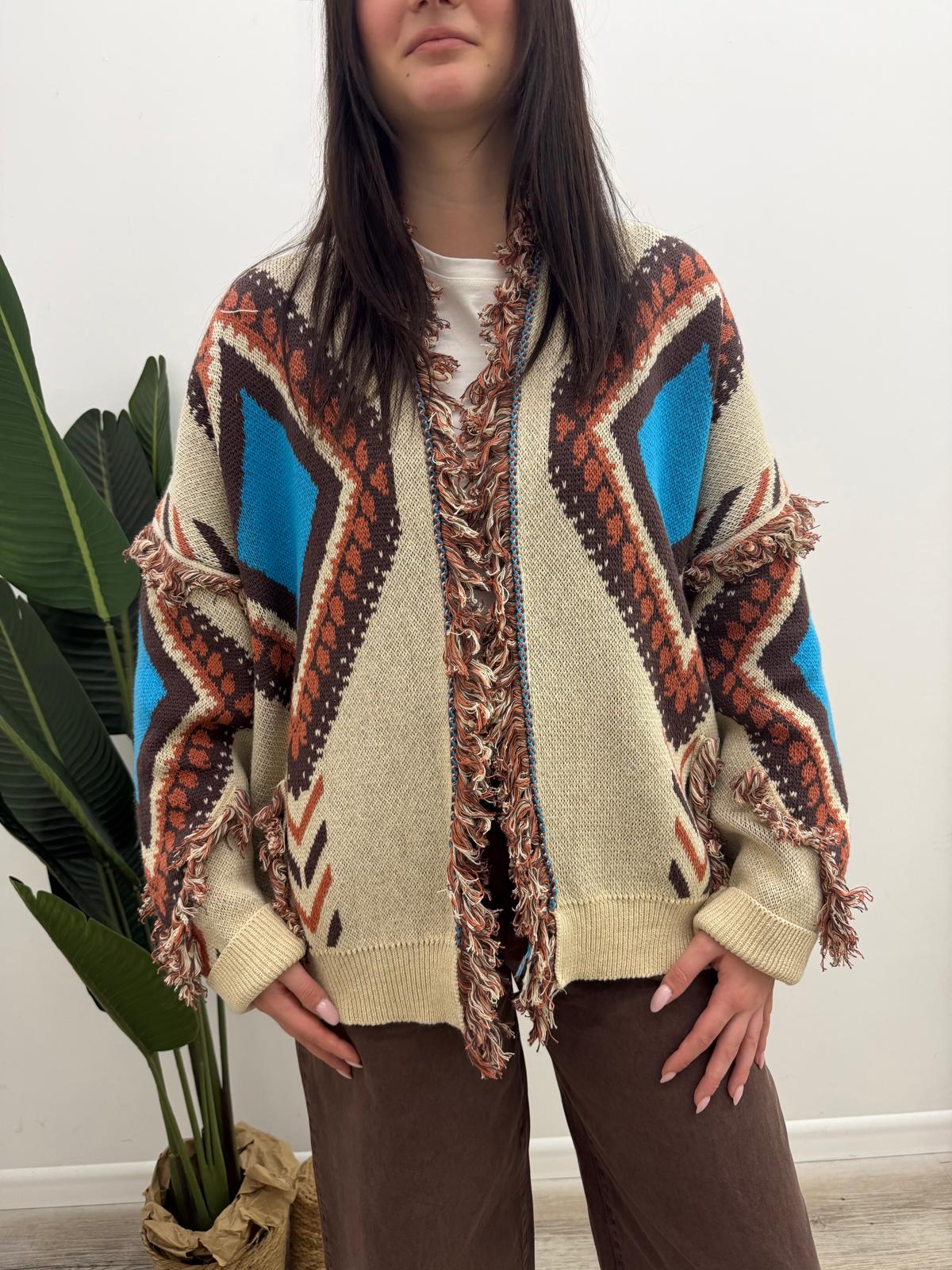Tensione In - Cardigan Rombi Frange