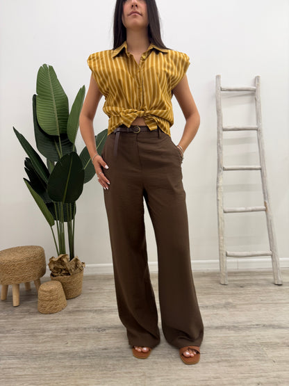 Haveone - Pantalone Palazzo Cintura