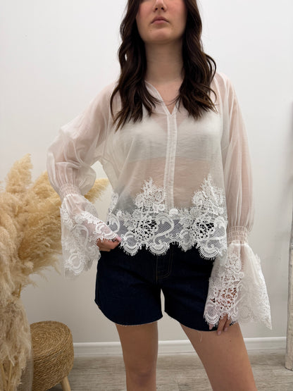 Haveone - Blusa Pizzo Chiffon