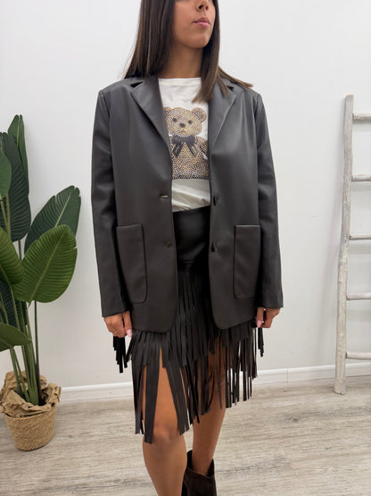 Vicolo - Blazer Ecopelle Frange