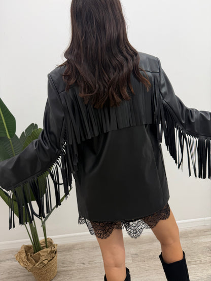 Vicolo - Blazer Ecopelle Frange
