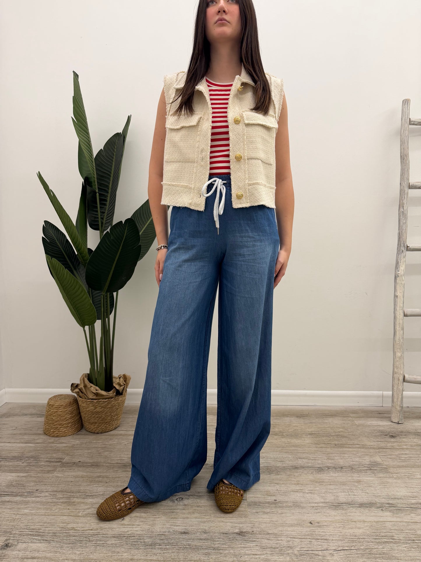 Vicolo - Pantalone Palazzo Chambray