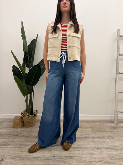 Vicolo - Pantalone Palazzo Chambray