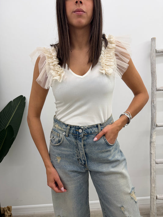 Haveone - Canotta Tulle Pizzo