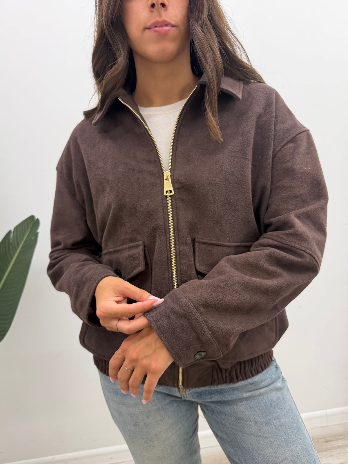 Haveone - Giacca Bomber Scamosciata