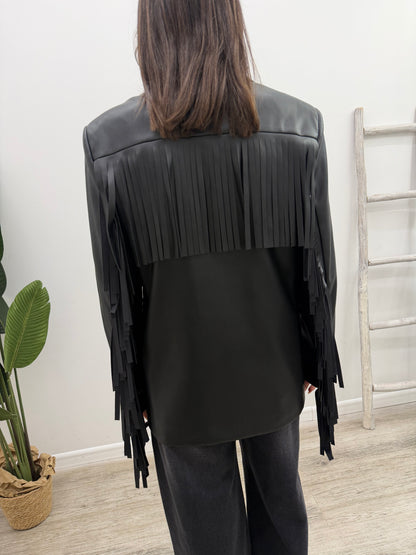 Vicolo - Blazer Ecopelle Frange