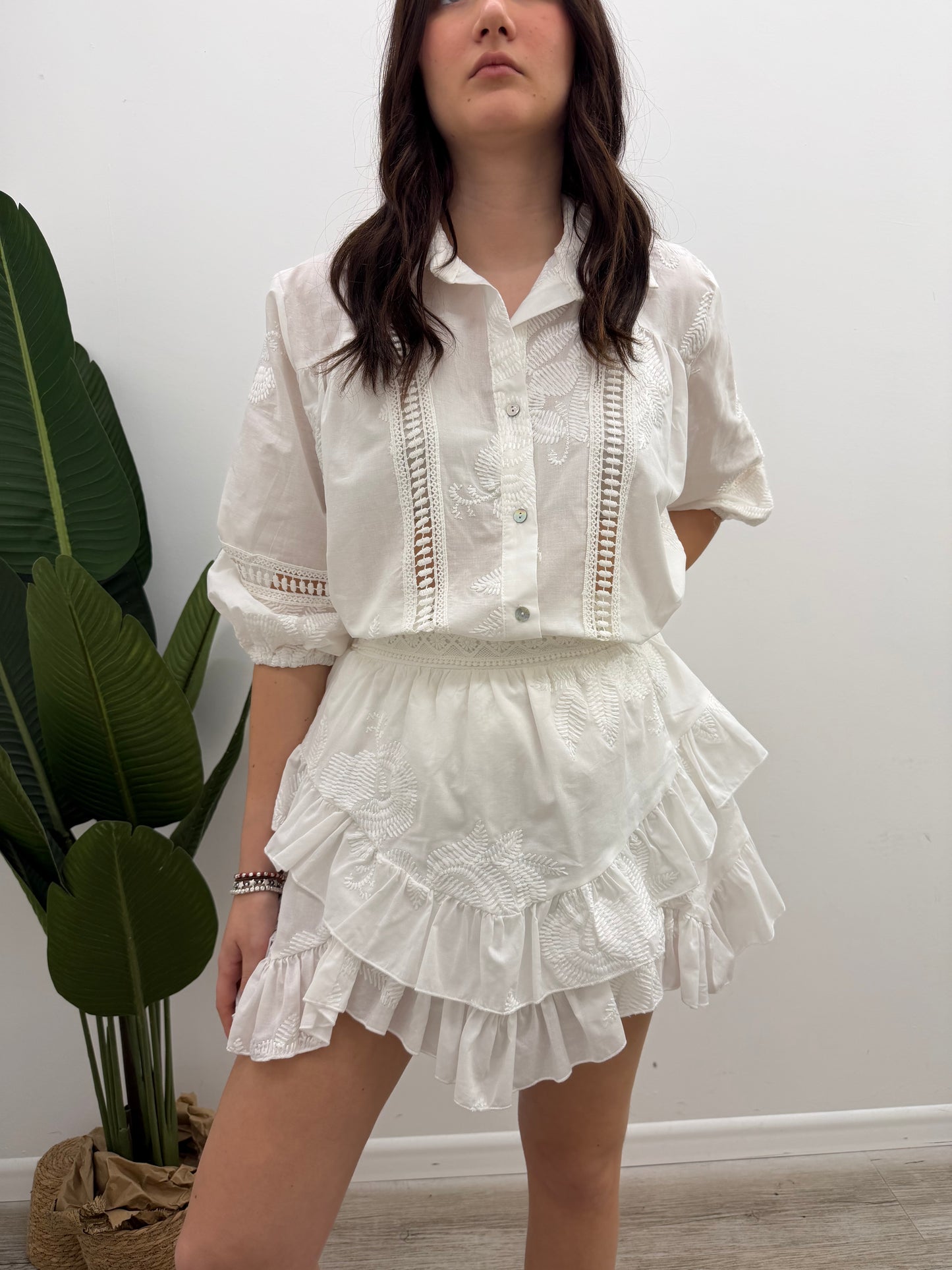 Haveone - Minigonna Balze Ricami