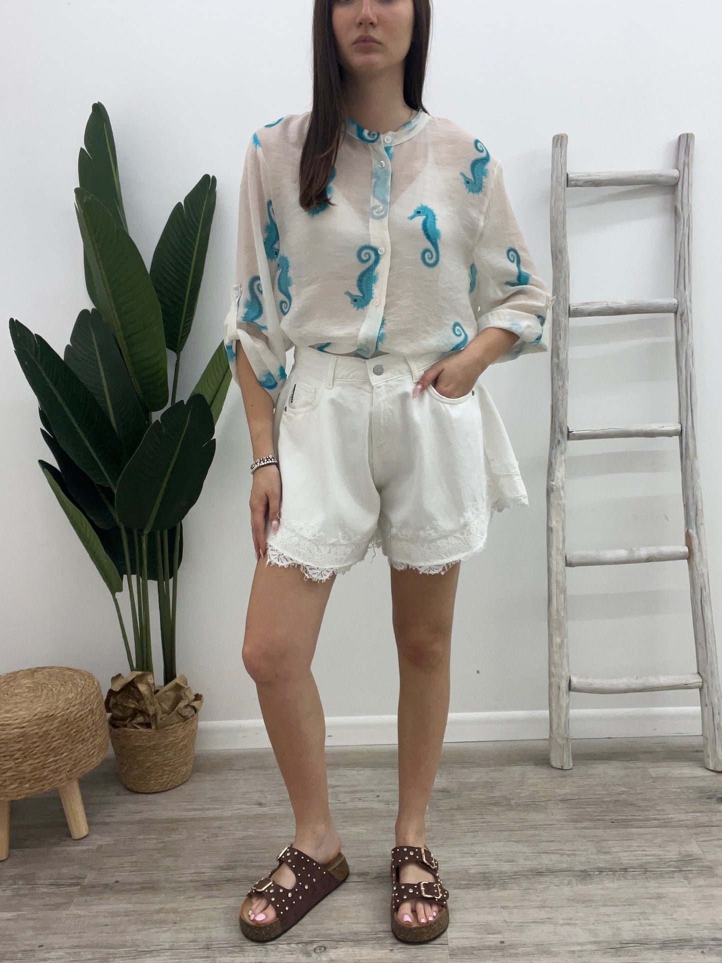 Haveone - Shorts Farfalla Pizzo