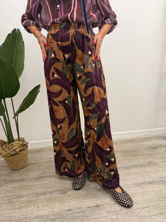 Haveone - Pantalone Stampa Foglie