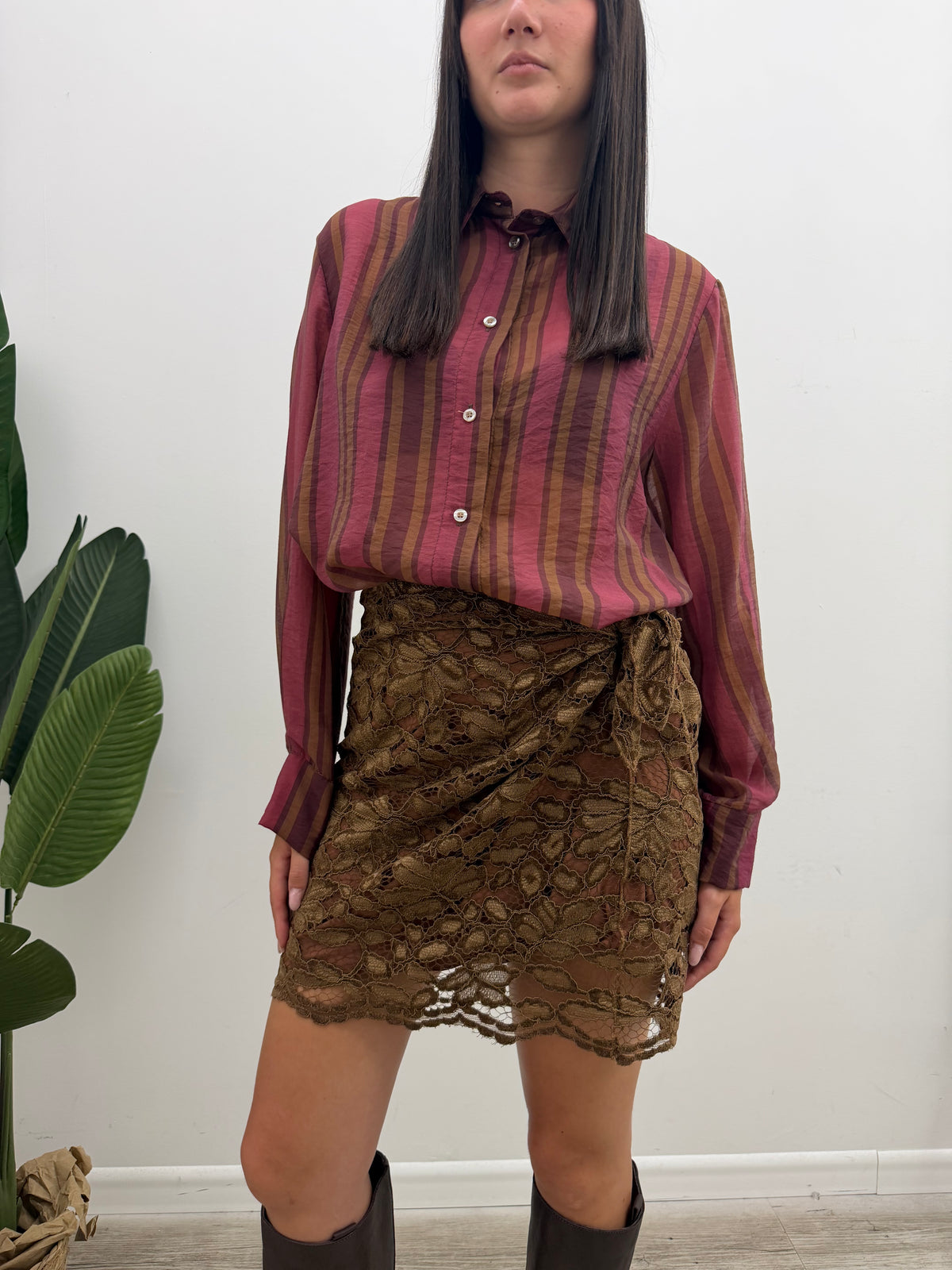 Haveone - Minigonna Pizzo Ricamo