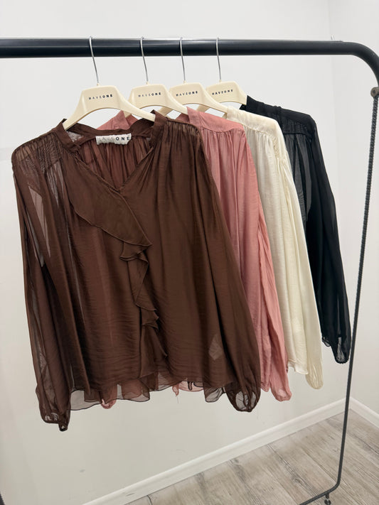 Haveone - Blusa Seta Rouches