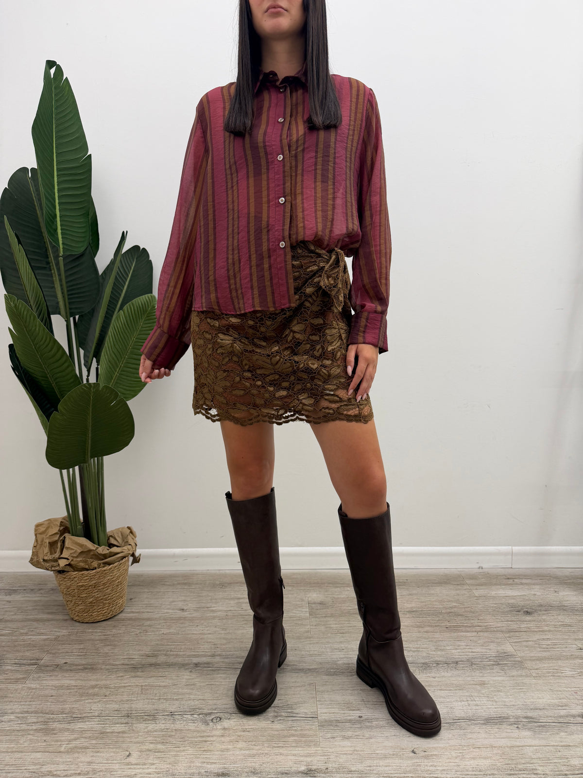 Haveone - Minigonna Pizzo Ricamo