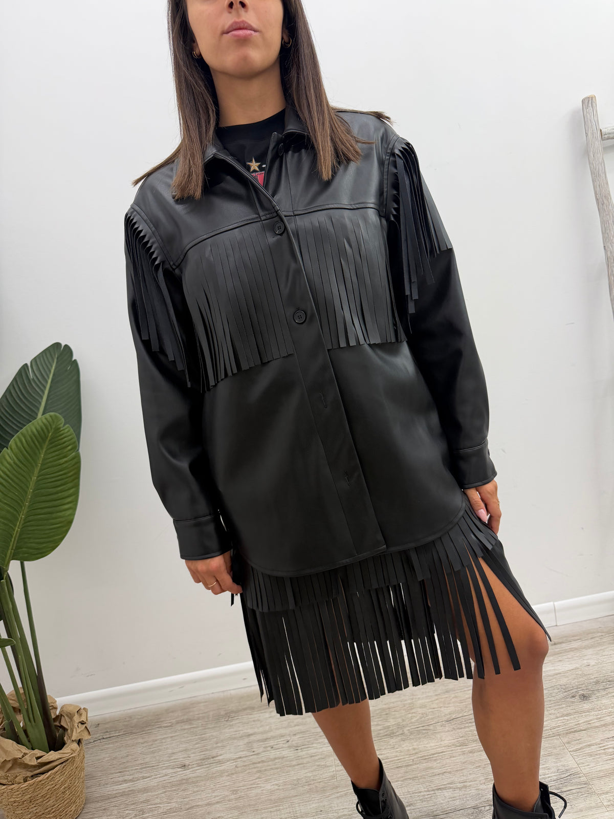 Vicolo - Camicia Ecopelle Frange