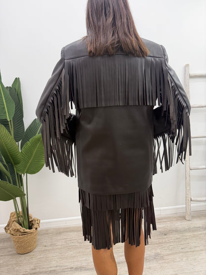Vicolo - Blazer Ecopelle Frange
