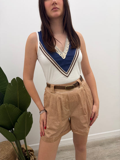 Susy Mix - Canotta V Passamaneria Chambray