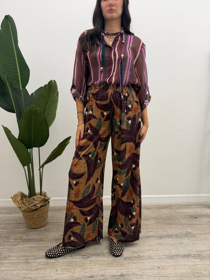 Haveone - Pantalone Stampa Foglie