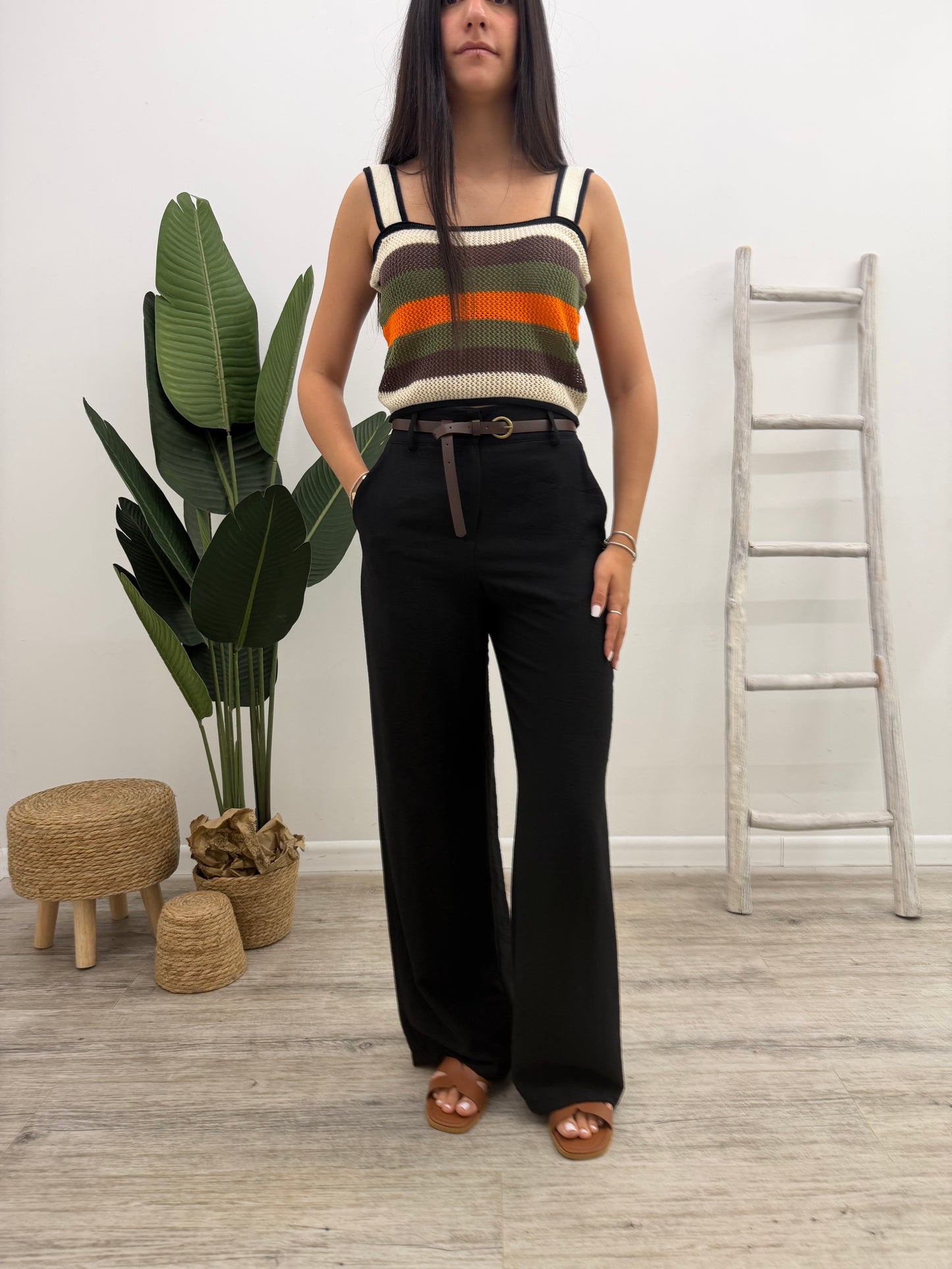 Haveone - Pantalone Palazzo Cintura
