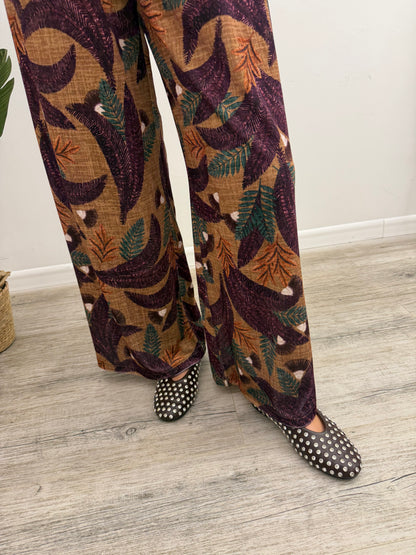 Haveone - Pantalone Stampa Foglie