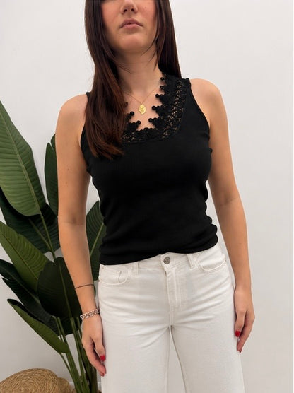 Haveone - Canotta Costine V Macramé