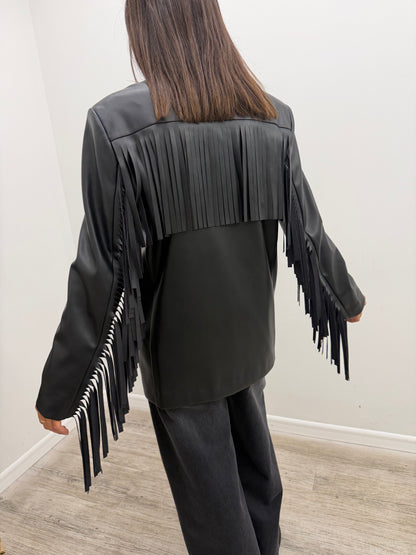 Vicolo - Blazer Ecopelle Frange
