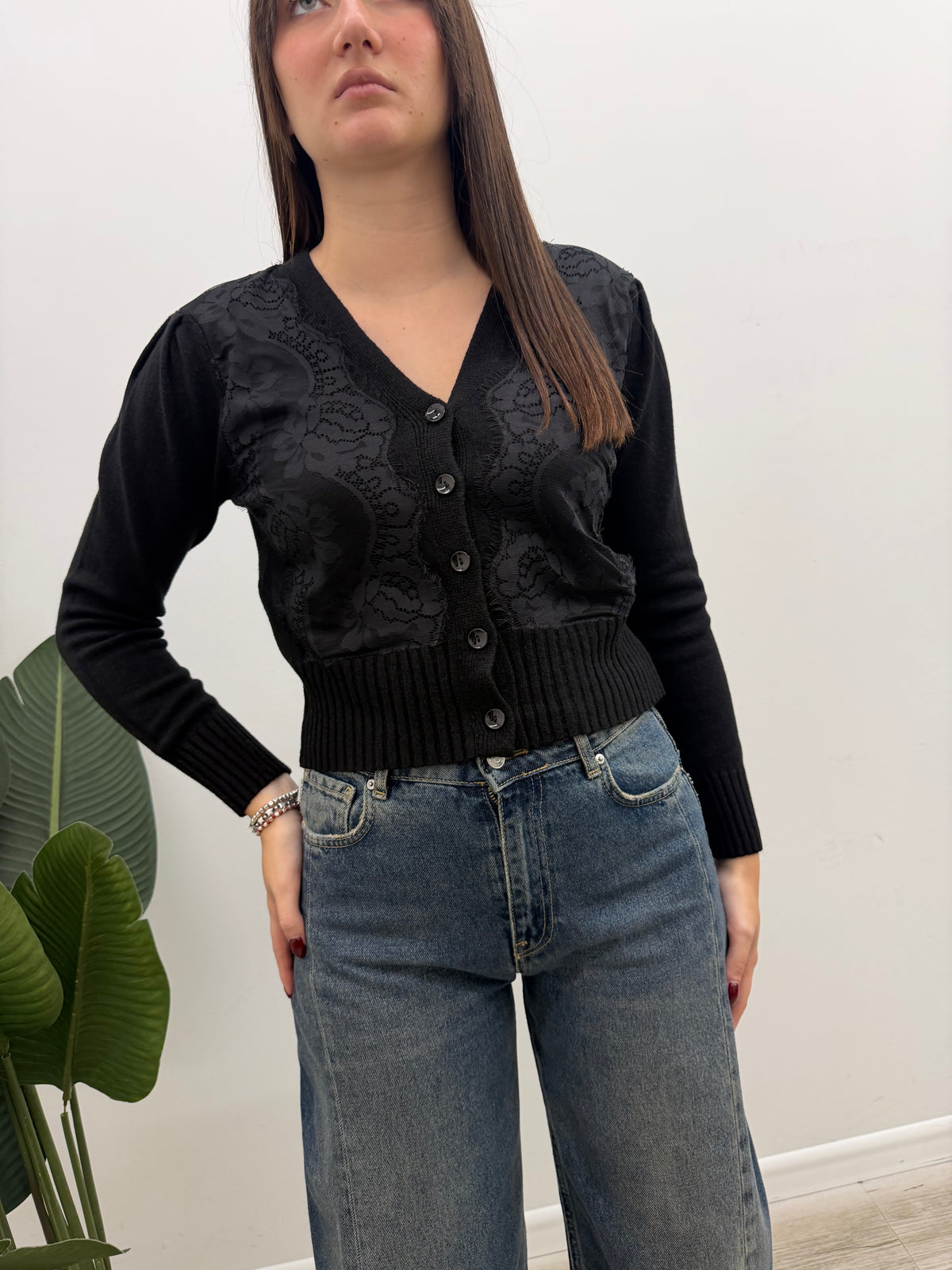 Haveone - Cardigan Sbuffo Pizzo