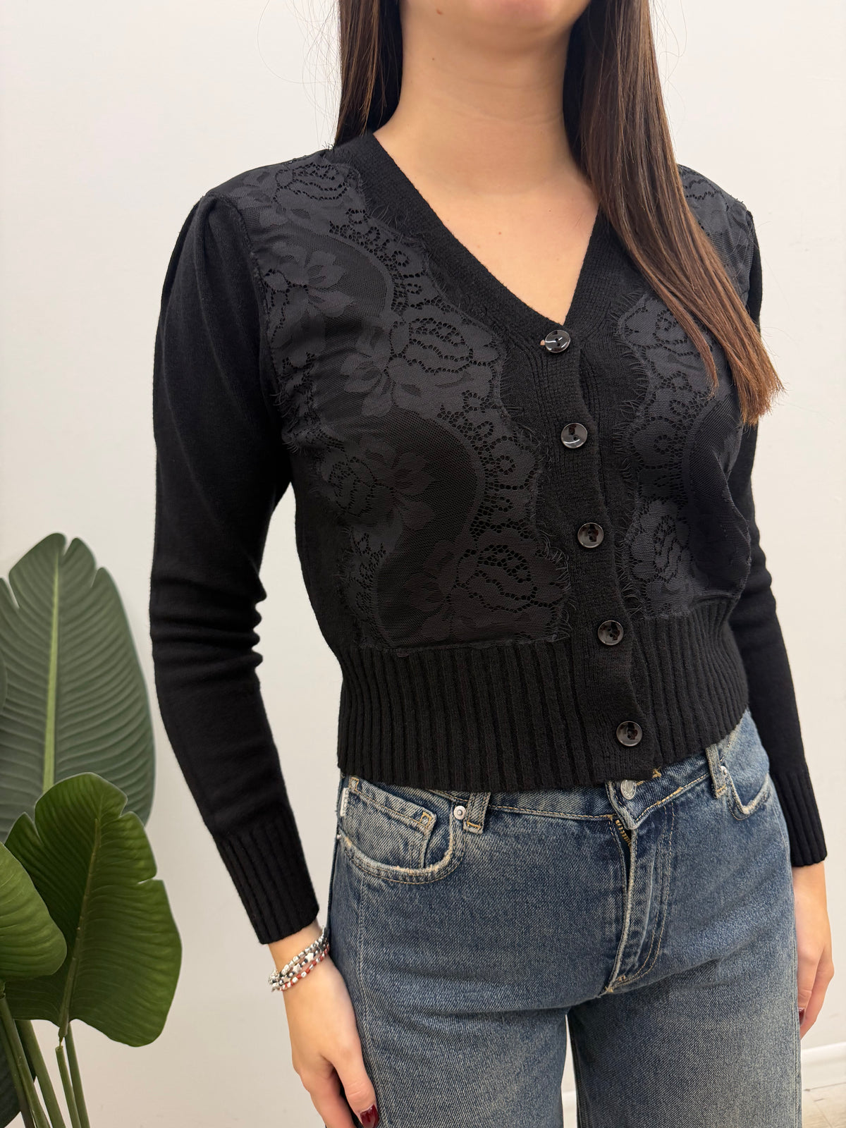 Haveone - Cardigan Sbuffo Pizzo