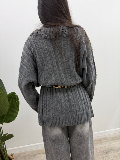 Kontatto - Cardigan Trecce Frange