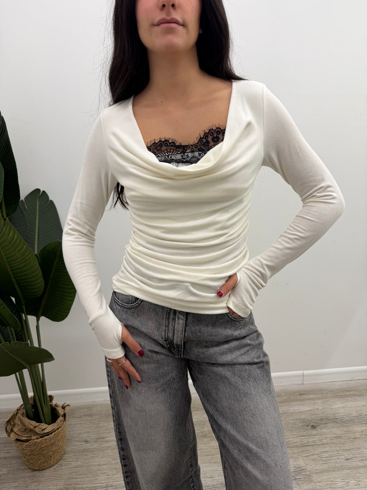 Haveone - Maglia Arricci Scollo Gronda