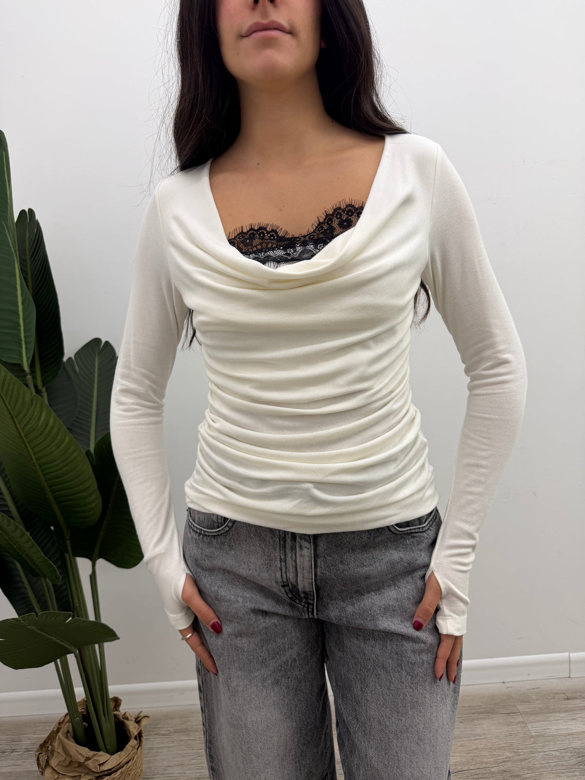 Haveone - Maglia Arricci Scollo Gronda