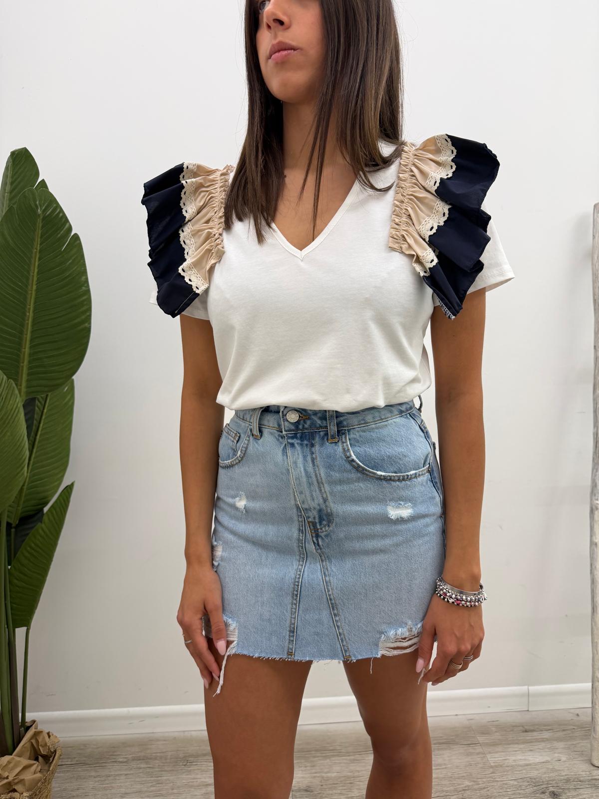 Susy Mix - Tshirt Popeline Rouches