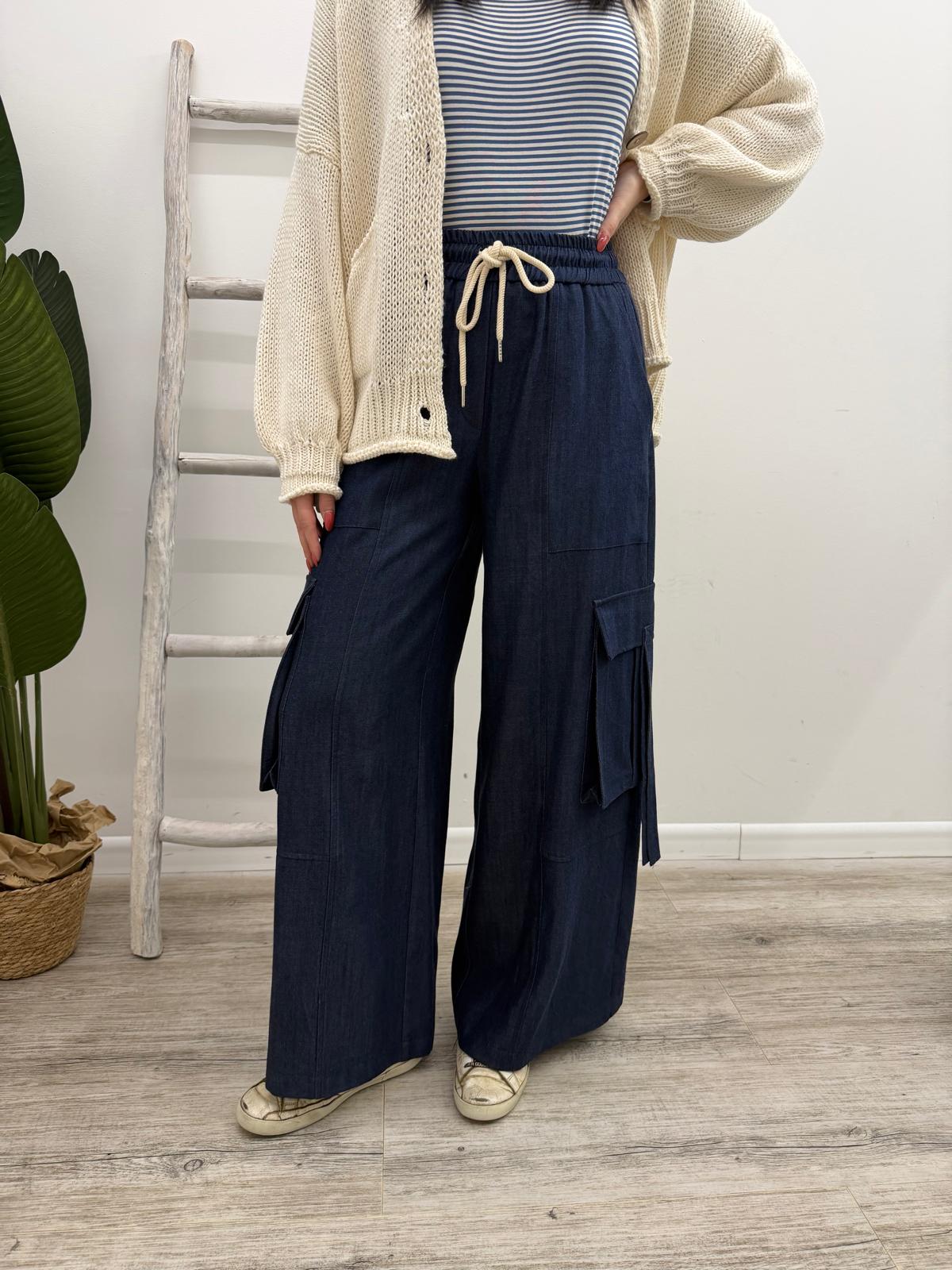 Tensione In - Pantalone Cargo Chambray