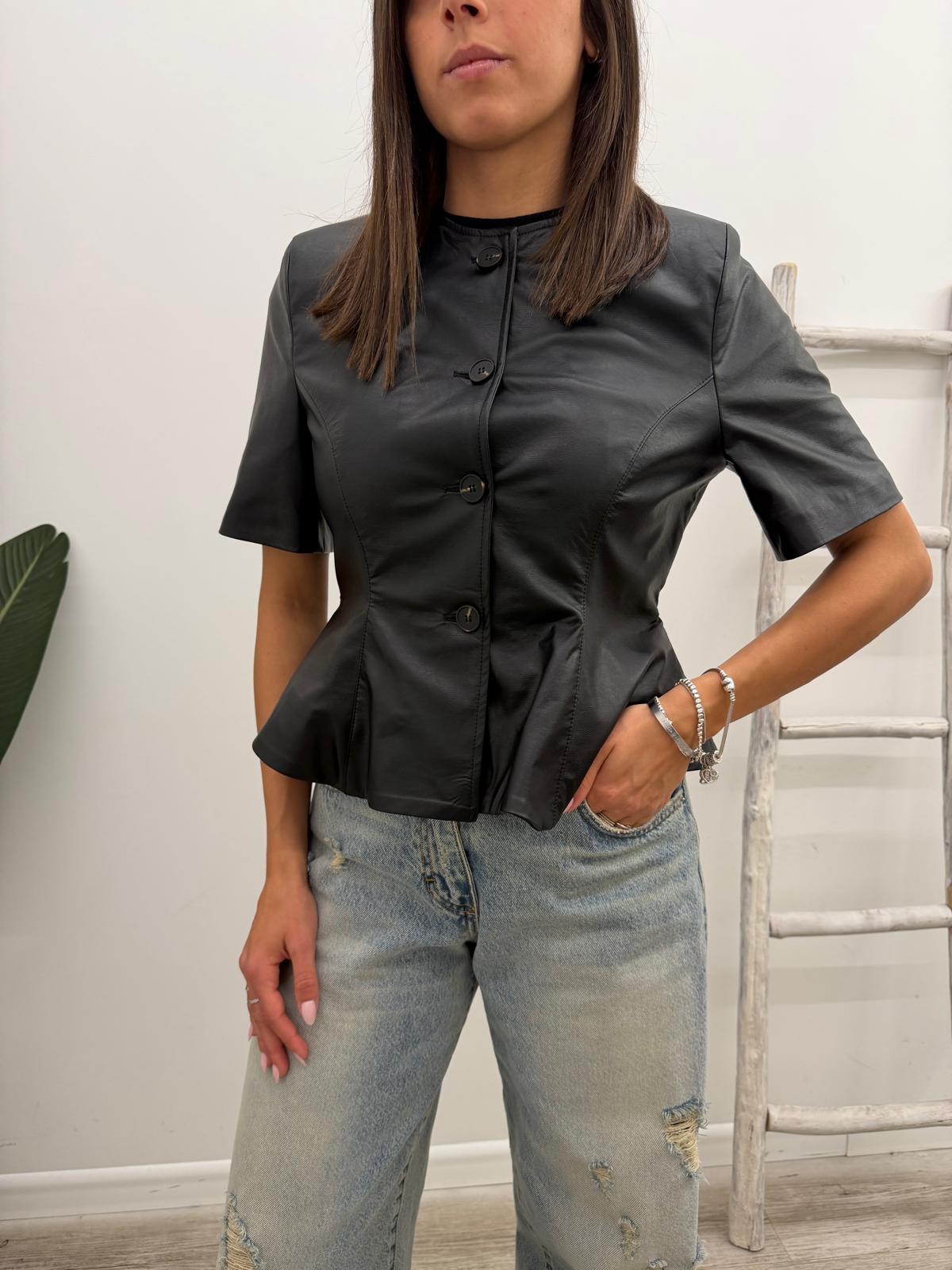 Tensione In - Giacca Ecopelle Peplum