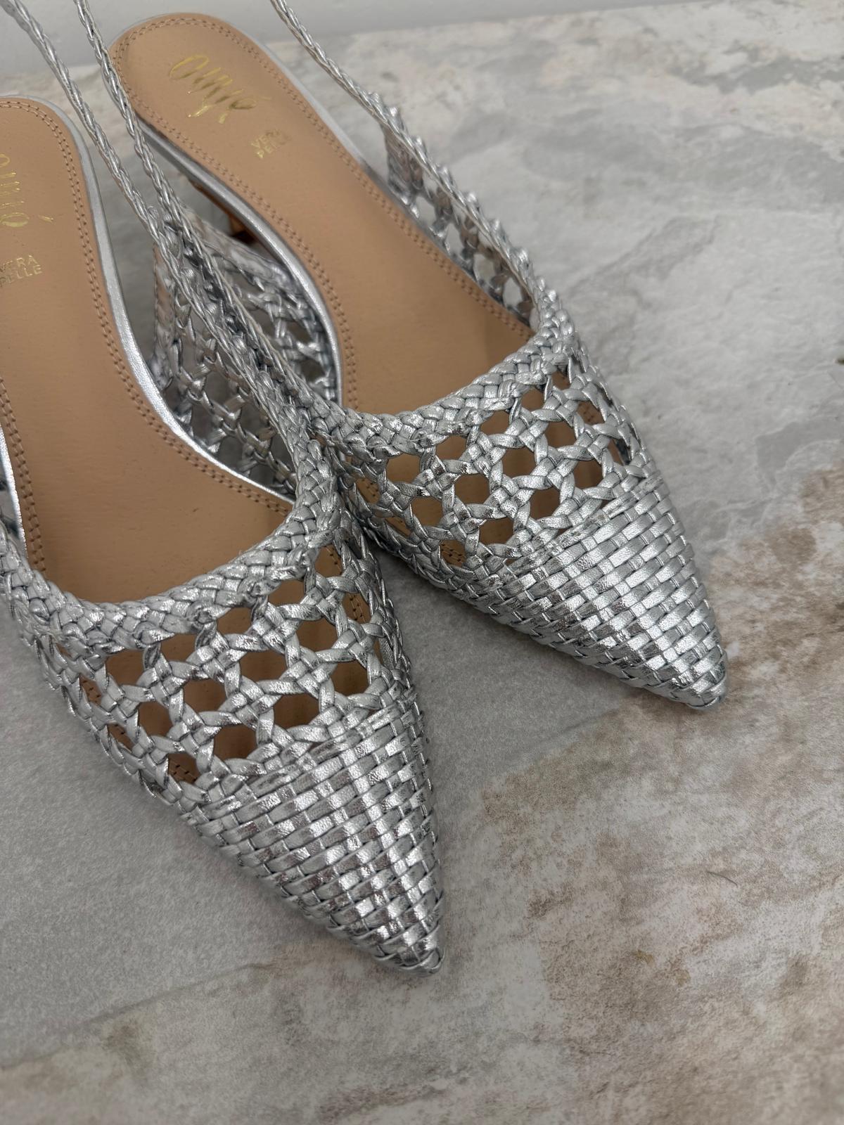 Ovyé - Slingback Intrecciate Silver