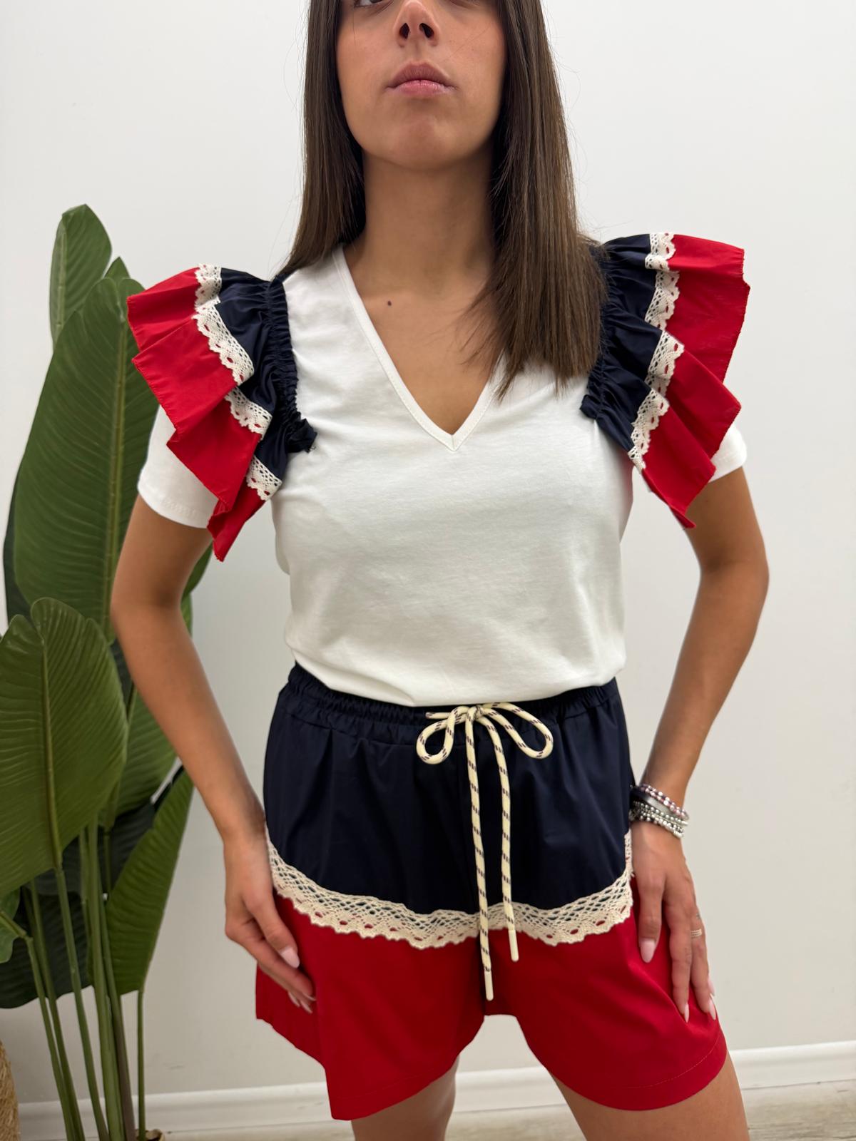 Susy Mix - Tshirt Popeline Rouches