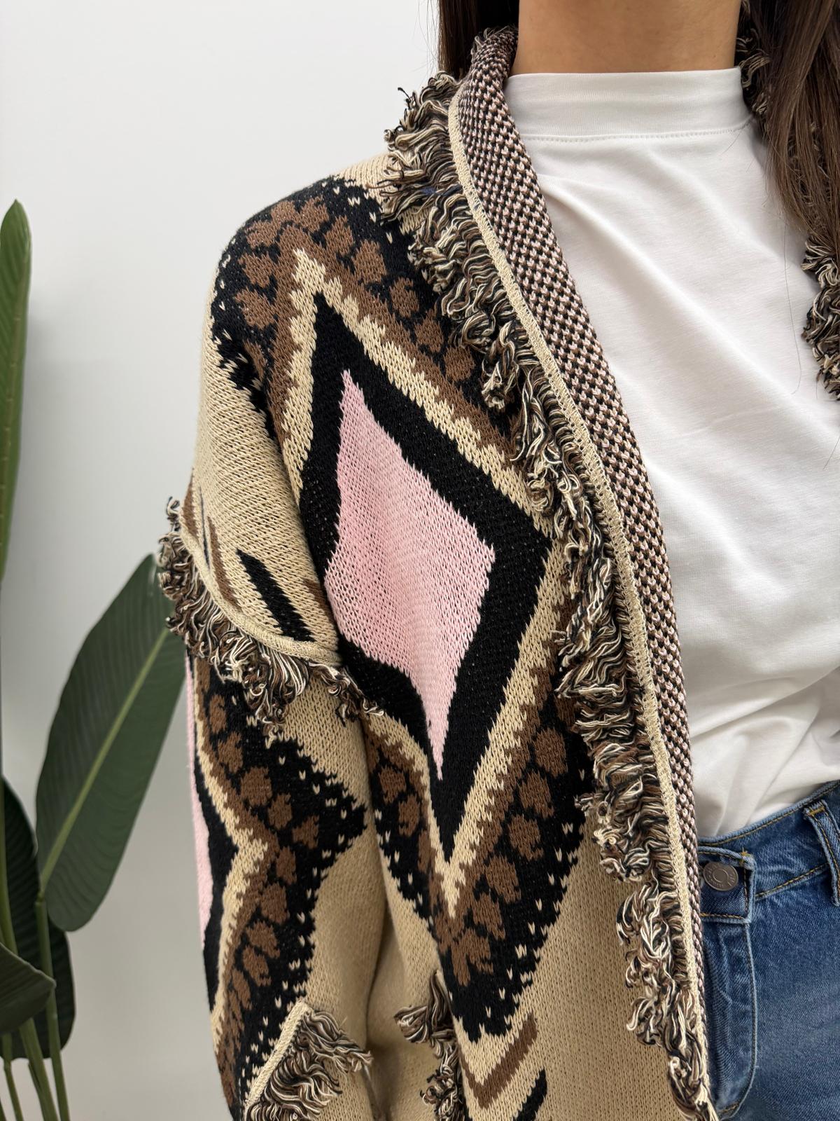 Tensione In - Cardigan Rombi Frange