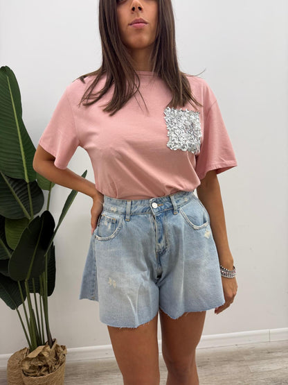 Susy Mix - Tshirt Taschino Paillettes
