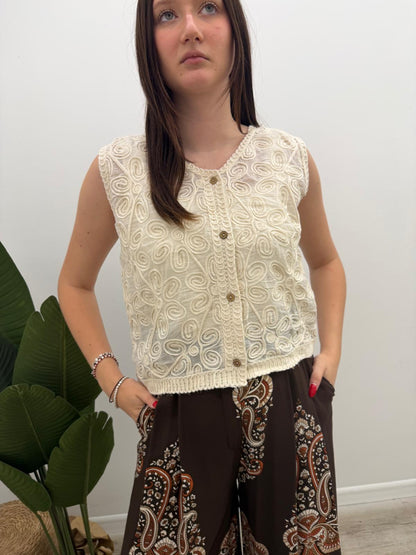 Susy Mix - Gilet Macramé Ricami