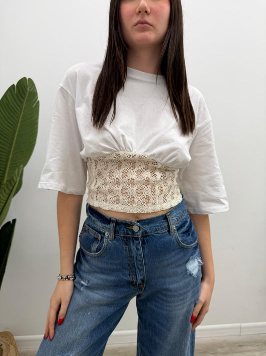 Kontatto - Tshirt Bustino Macramé